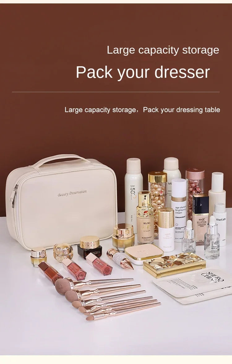 Nuevo neceser de cosméticos para mujer, bolso portátil, bolsa de almacenamiento de gran capacidad, neceser de lujo, organizador de viaje, esenciales, neceser de aseo