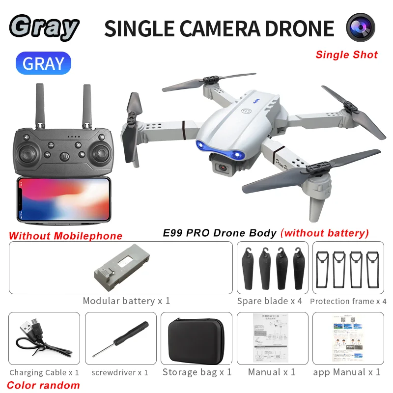 Dron RC 2024 E99Pro profesional 4K con cámara HD gran angular de 1080P, helicóptero plegable, WIFI FPV, función de mantenimiento de altura, juguete de regalo