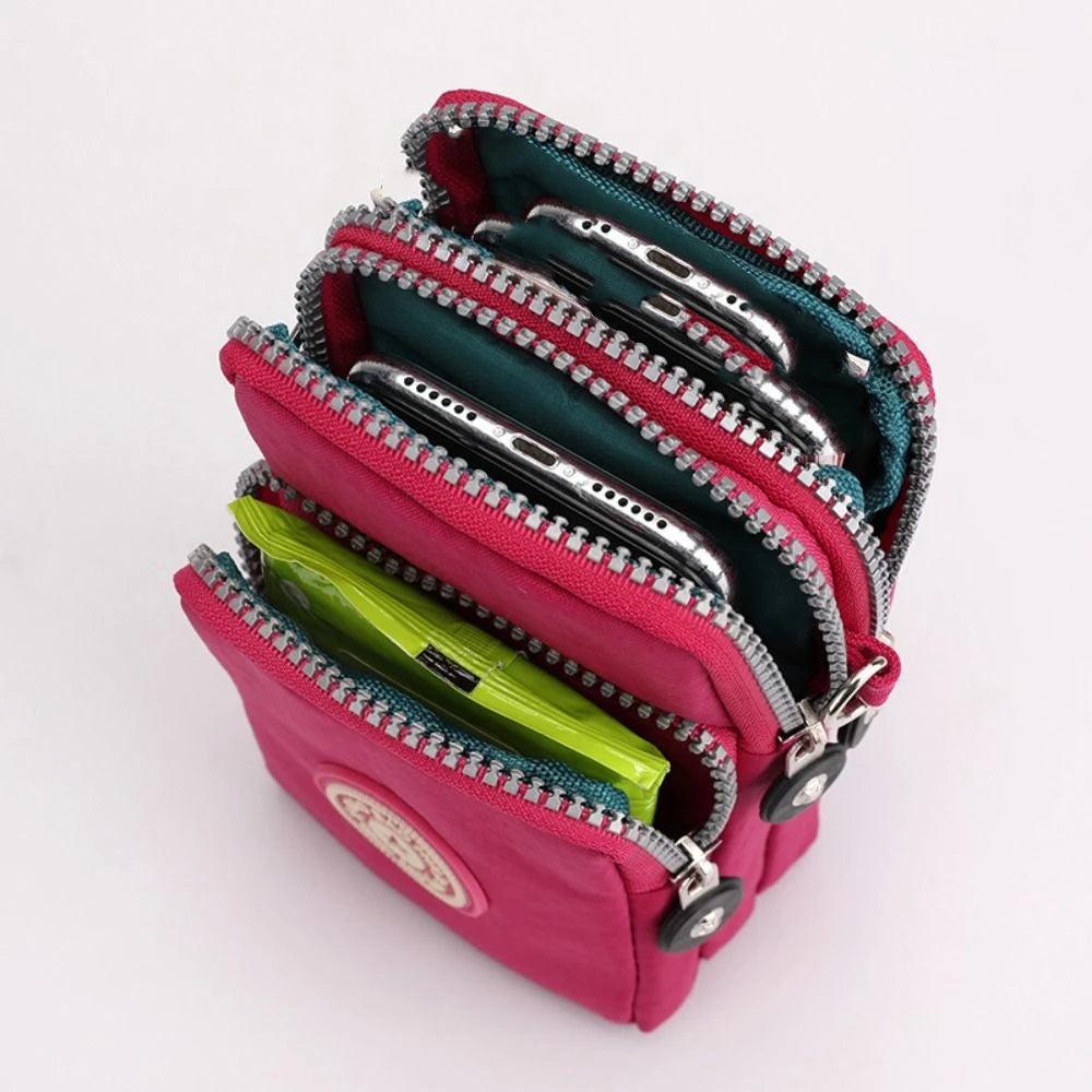 Solid Color Fabric Phone Purse Mobile Phone Bag Women Crossbody Bag Wrinkle Arm Bag Small Shoulder Bag Korean Style Wallets