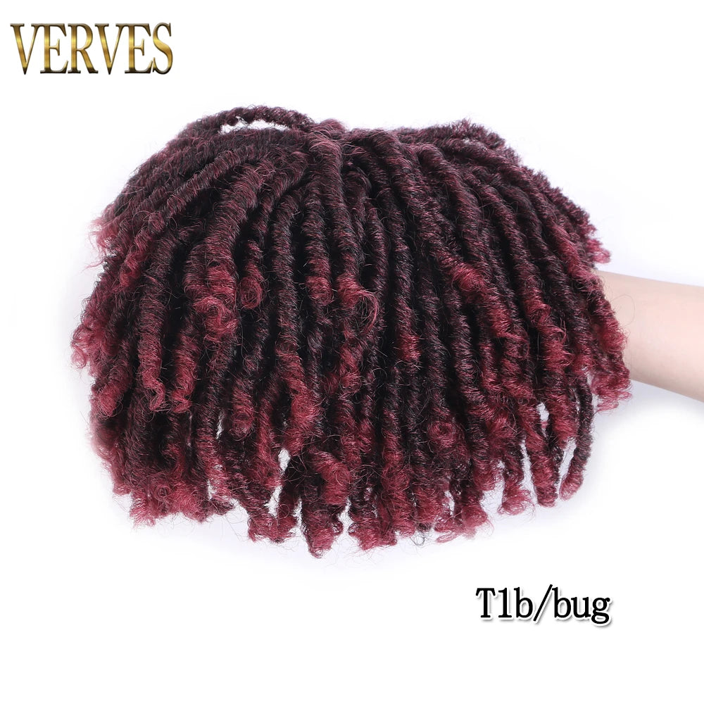 VERVES Dreadlocks Synthétiques Noirs Perruque Dreadlocks Demi-Clip Topper Tresses au Crochet 6 Pouces Courtes Perruque Femme Gris Marron
