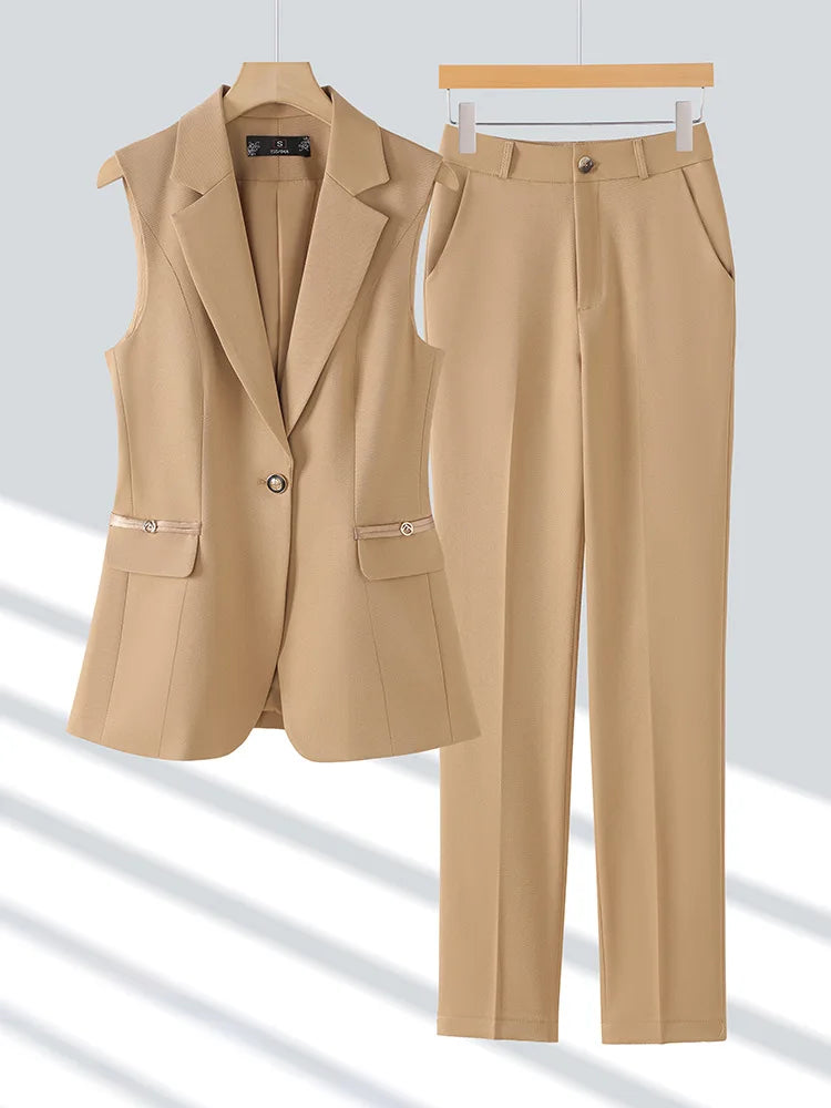 Women Pants Sets Off Shoulder Sleeveless Vest Top Female Pencil Pants Women 2 Piece Set Outfit Elegant Women's Pants Suit