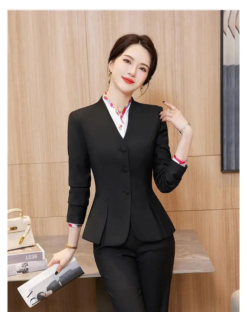 Trajes de falda de negocios para mujer, de primavera, formales, uniformes, blazers femeninos para mujer, conjuntos profesionales para oficina