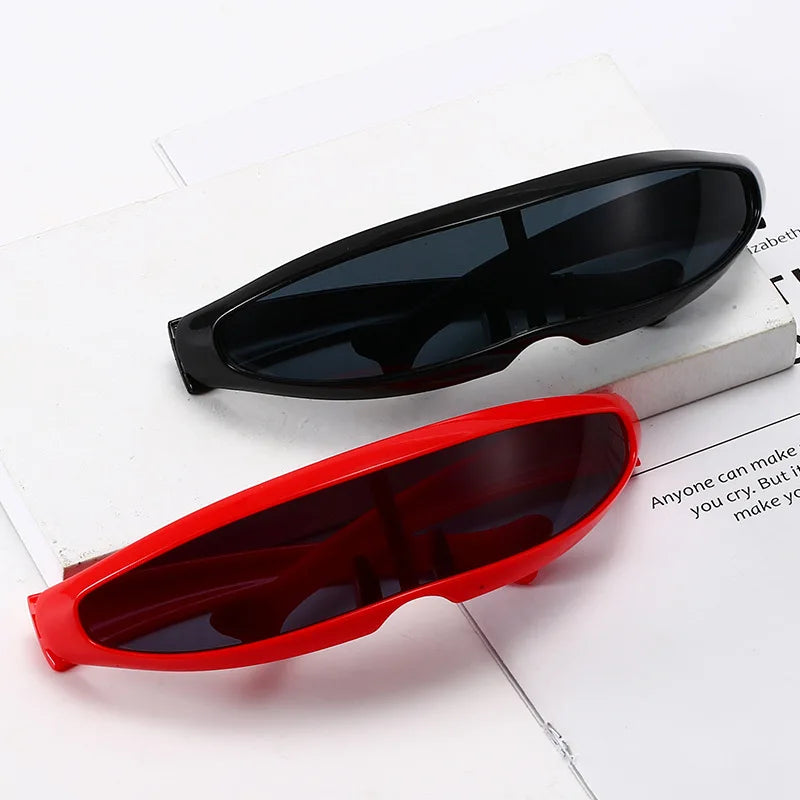 Futuristic Narrow Cyclops Visor Sunglasses Laser Eyeglasses UV400 Personality Mirrored Lens Costume Eyewear Glasses Men Glasses