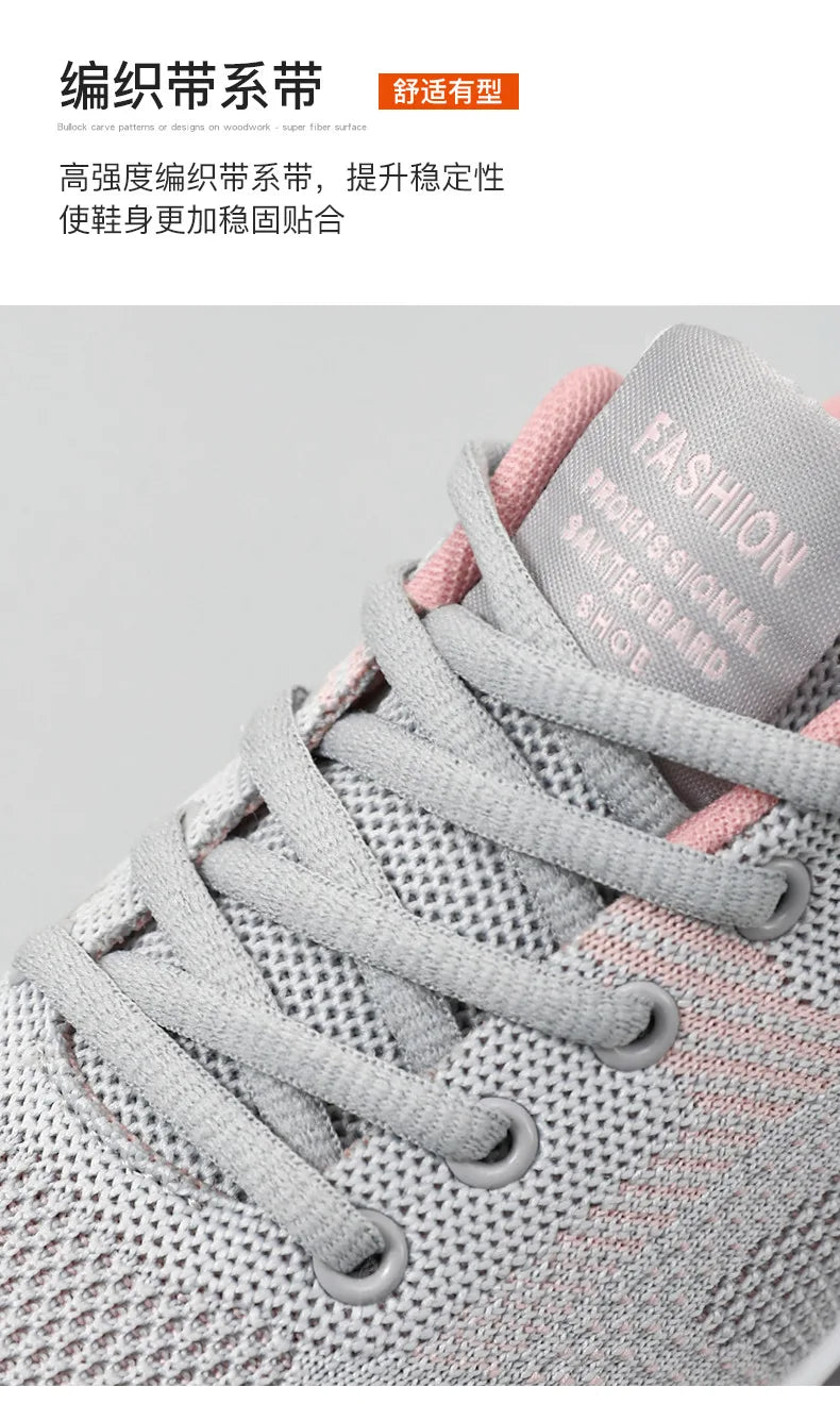 Zapatillas de running para mujer, nuevas, de primavera, de talla grande, informales, transpirables, con cordones, con cámara de aire, deportivas