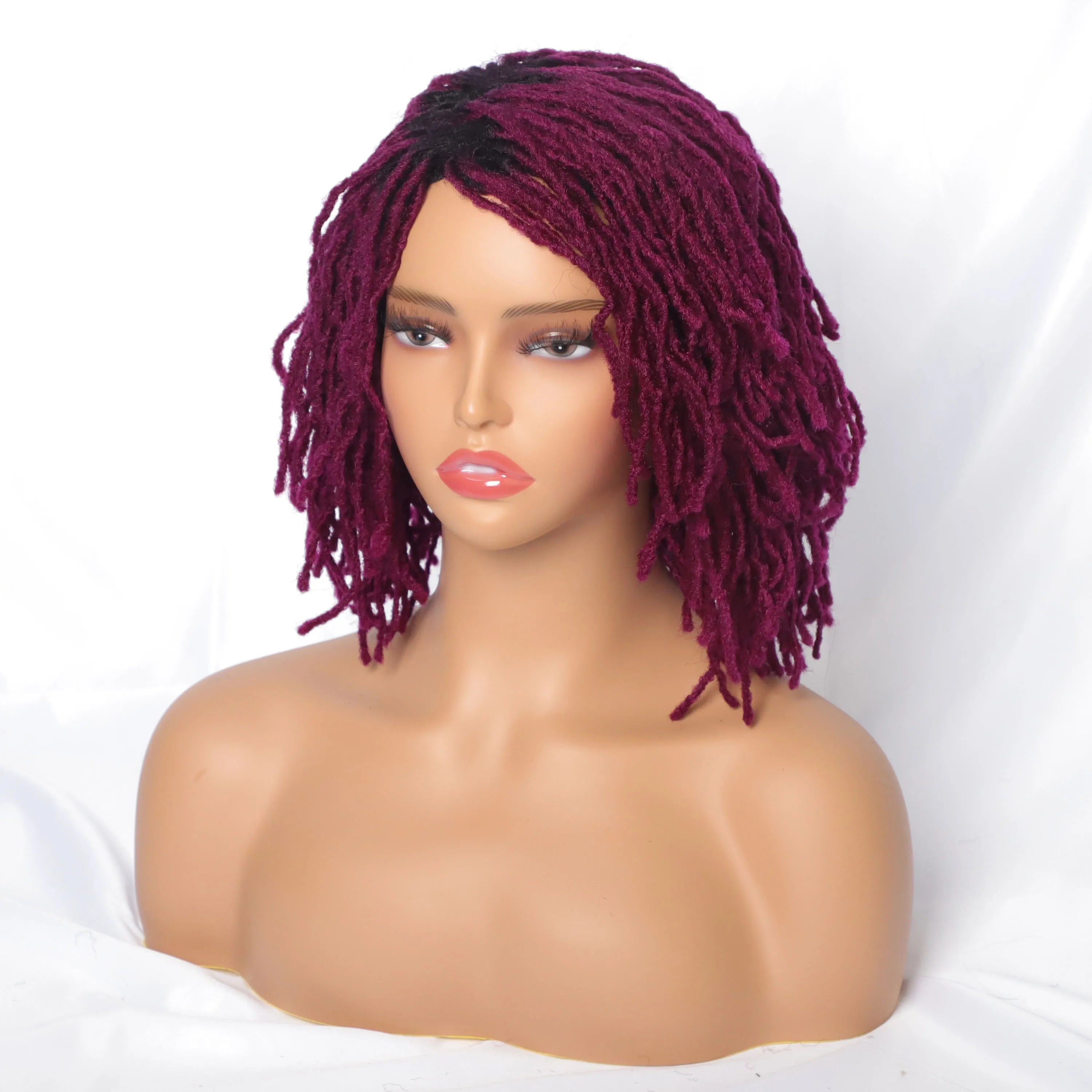 10Inches Braided Wigs Afro Bob Wig Synthetic DreadLock Wigs For Black Woman Short Curly Ends Cosplay Yun Rong Hair