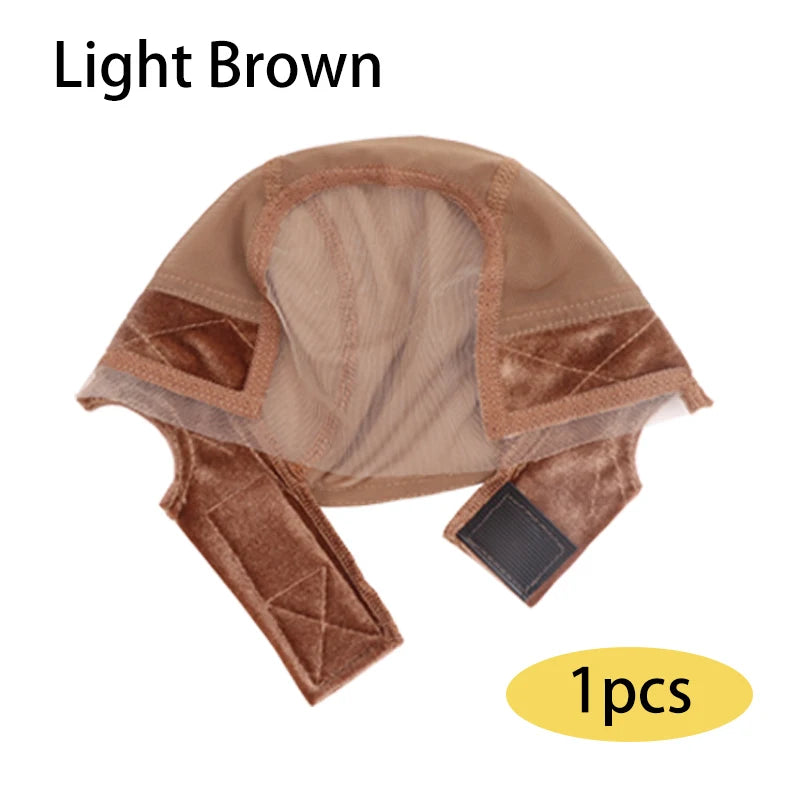 Gorro elástico de encaje para hacer pelucas de encaje frontal, transpirable y ajustable, de malla de encaje suizo de 4x5 con banda elástica de terciopelo