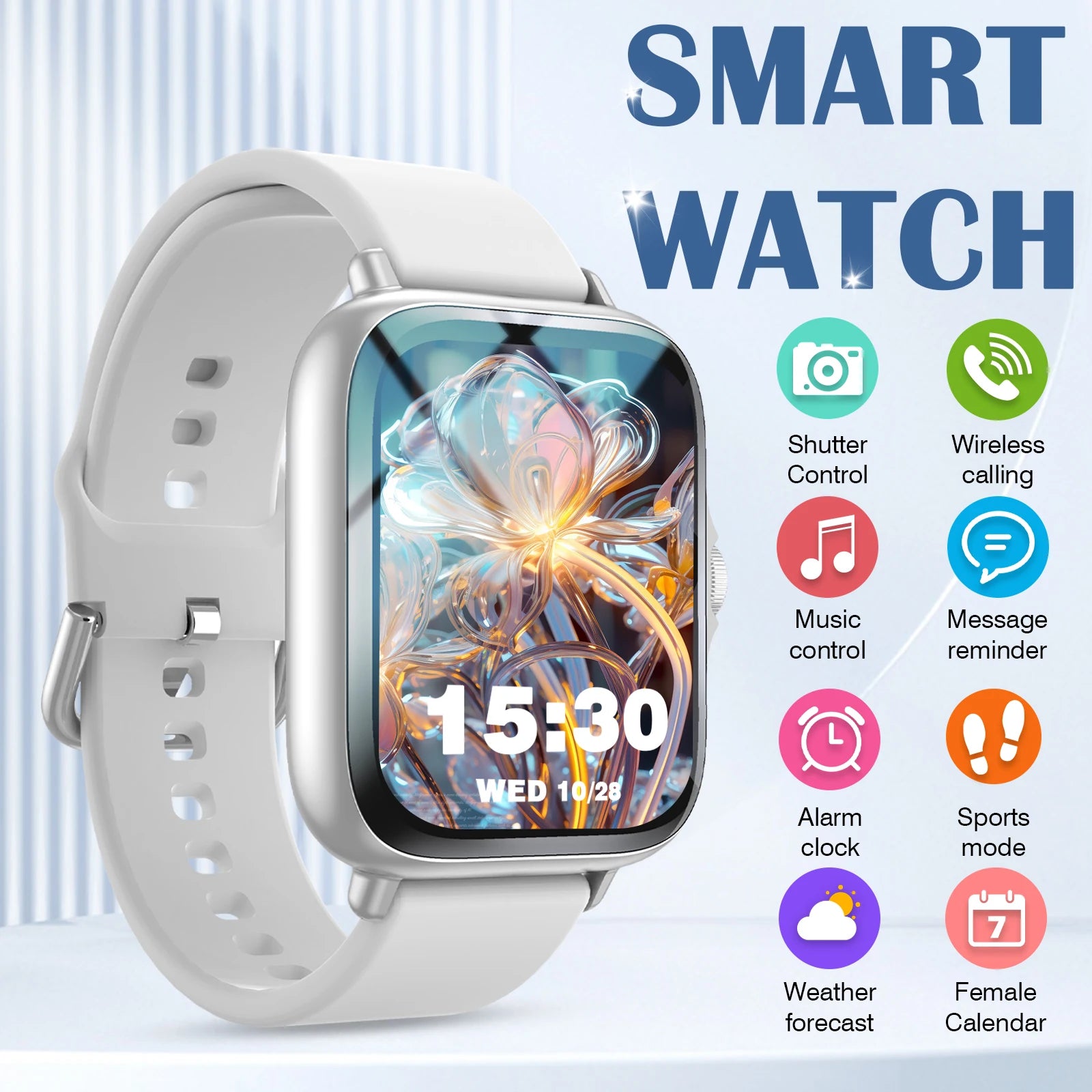 El smartwatch tiene función de llamada, notificación de mensajes, diseño ultrafino, es compatible con Android y iPhone, regalo neutro, múltiples