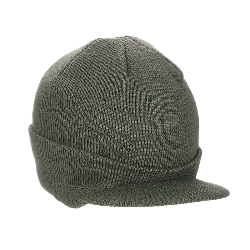 Gorro Holgado de Punto de Invierno para Hombre y Mujer, Gorro Grande a la Moda con Visera Estilo Militar, Gorro de Lana Cálido, Gorro de Esquí de Pato de Otoño, de Punto