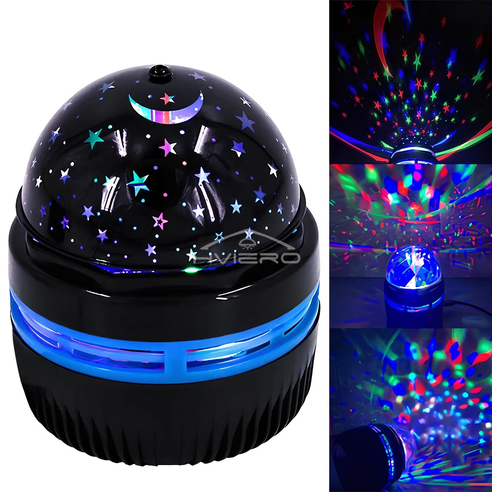 Proyector de luz nocturna Galaxy Lámparas de mesa USB Sala de juegos Cine en casa Techo Decoración de boda Halloween Gira automáticamente