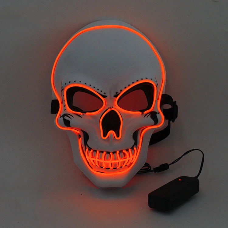 Máscara de calavera de terror de Halloween, máscara de luz fría LED, máscara LED de Halloween, máscara de cosplay, decoración de fiesta de Halloween, máscaras de calavera luminosas