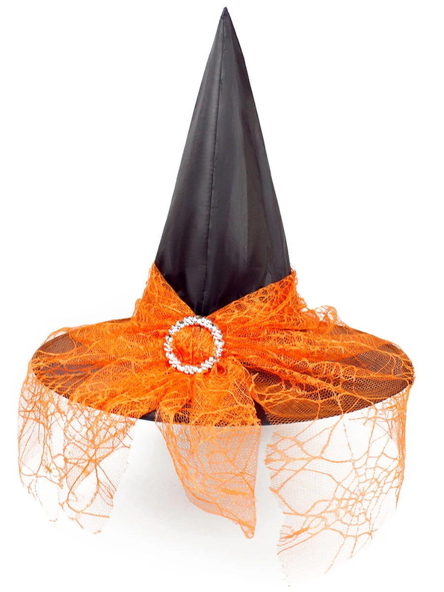 Halloween Cosplay New Pleated Witch Hat Party Witch High Hat Black Oxford Cloth Witch Costume Makeup Props In Multiple Colors