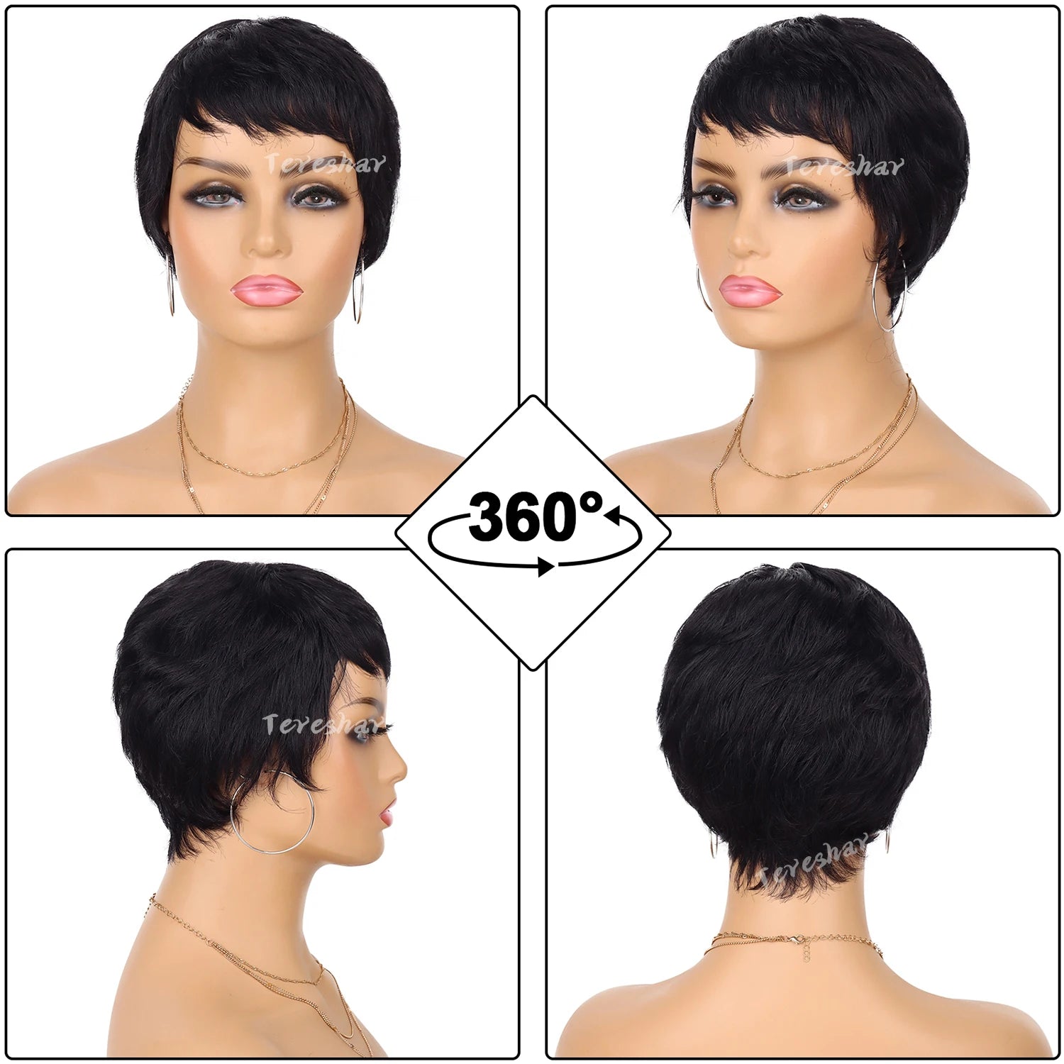 Synthetic Short Pixie Cut Wigs for Black Women Pixie Cut Wavy Wigs Layered Wigs Short Cut Natural Wavy Wigs for Daily Party Use