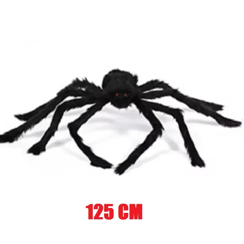 Araña Grande de Peluche de Halloween, Decoración de Halloween de Terror, Accesorio de Fiesta, Decoración Gigante de Araña para Exteriores de 30-200cm, Broma de Cámara, Araña Negra