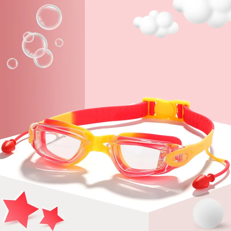 Lunettes de natation professionnelles pour enfants, étanches, antibuée, protection UV, HD, pour piscine, sports aquatiques, avec bouchons d'oreilles