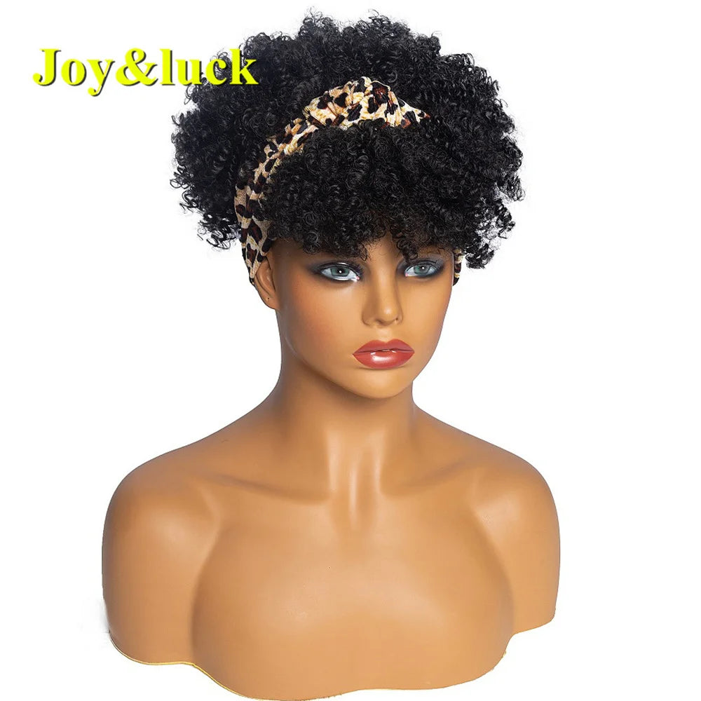 Burgundy Afro Curly Headband Wig
