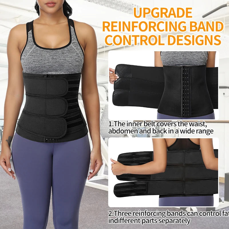 Women Waist Trimmer Tripple Belts Body Shaper Trainer Shapewear Girdle Tummy Control Slimming Fat Burning Postpartum Sheath Belt