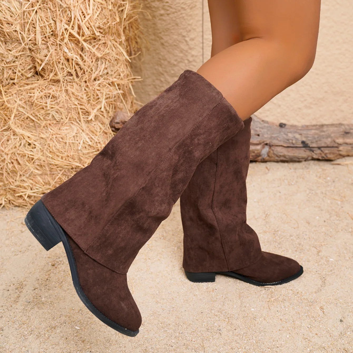 Women Boots Winter New Fashion Frosted Mid-calf Boots Women Low Heel Plus Velvet Knight Boots Elegant Comfortable Shoes Women