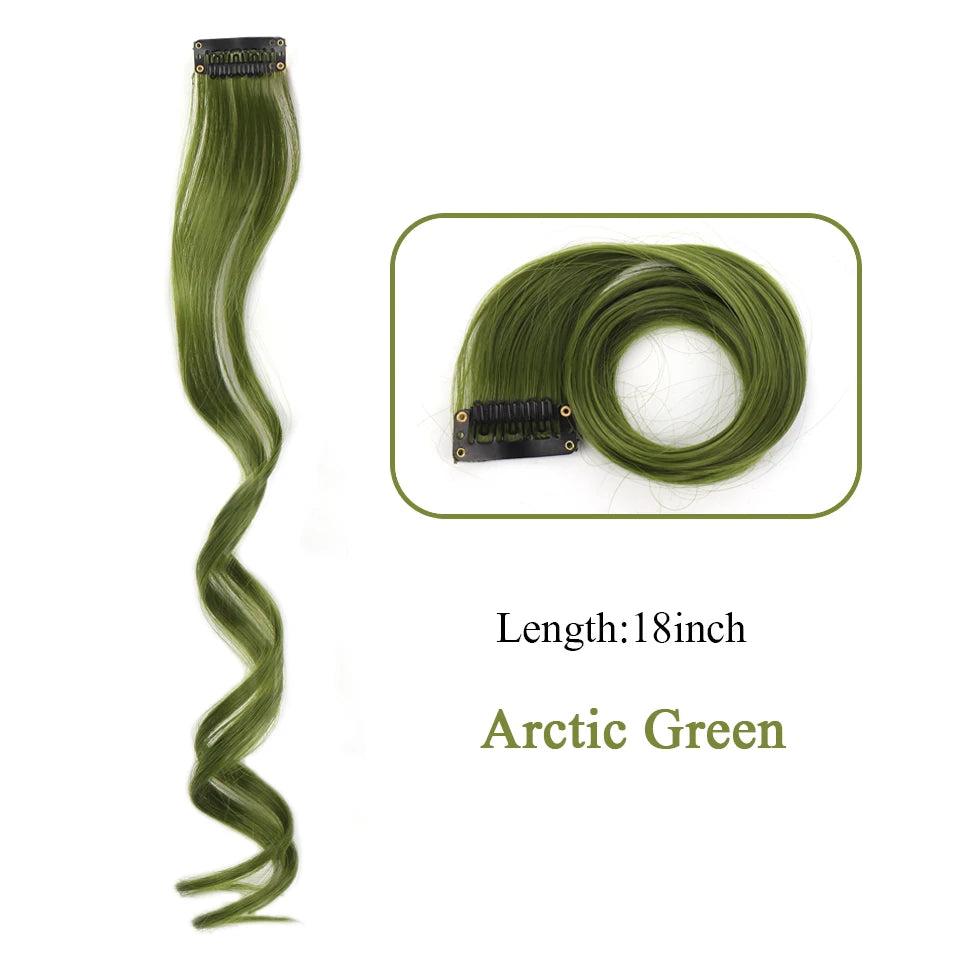 Extensions de cheveux synthétiques longues et bouclées pour femmes, résistantes à la chaleur, à clipser, couleur or, gris, violet, rose, rouge