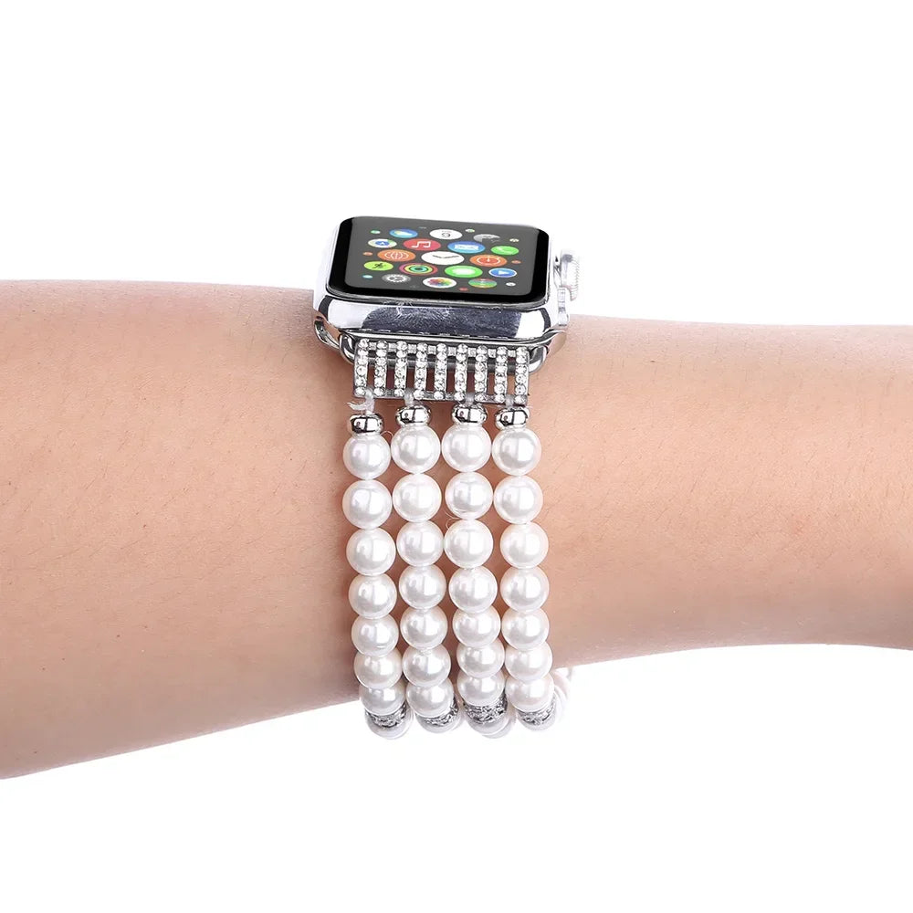 Perlesmykkereim til Apple Watch-rem 45 mm 41 mm 44 mm 42 mm 40 mm 46 mm 49 mm Damerem Apple Watch Ultra 10 9 8 7 6 5 4 3 SE