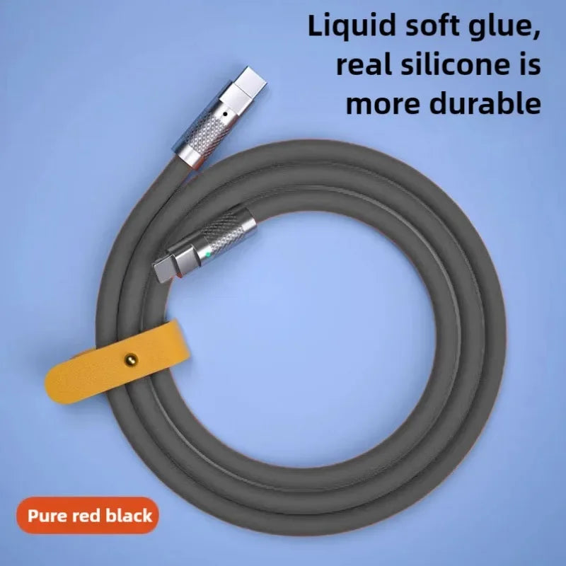 Nuevo cable de silicona líquida tipo C PD de carga súper rápida de 120W y 7A, 1M, 1.5M, 2M, cable USB, cable cargador USB C a C para Xiaomi Huawei