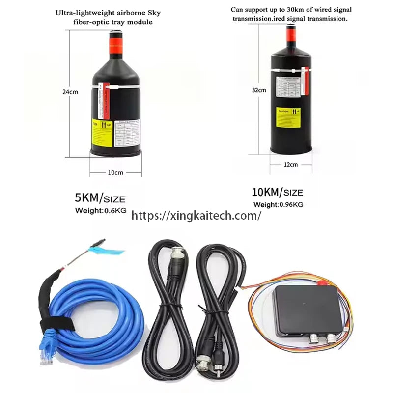 Kit de Fibra Óptica para Dron FPV Fibra de 3km 5km 10km 20km 30km Módulo de Datos de Imagen de Fibra Óptica Comunicación Óptica Antiinterferencias