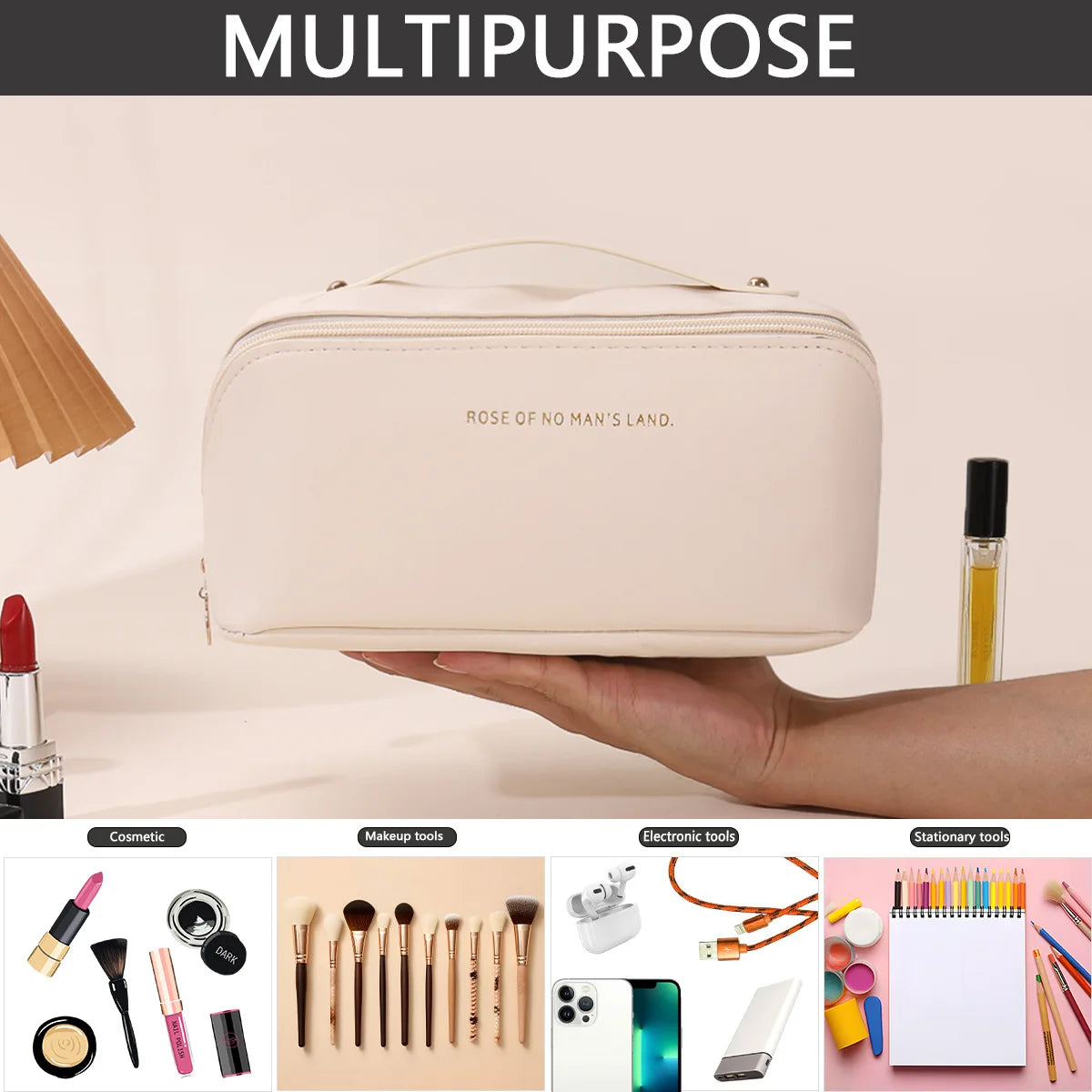 Neceser de Maquillaje para Mujer, Estuche de Maquillaje, Bolsa de Almacenamiento, Caja de Lujo para Mujer, Bolsa Organizadora de Cosméticos con Cremallera para Viajes, Regalo de Navidad