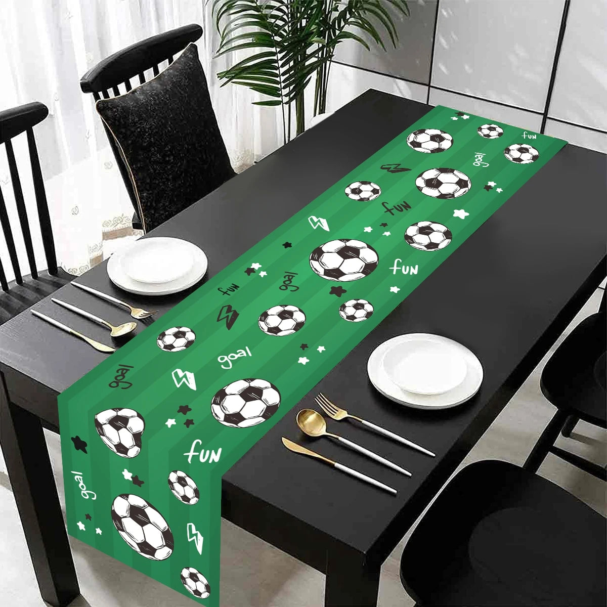 180×35cm Soccer Table Runner Decors Polyester Football Tablecover Soccer Birthday Party Decorations Sport Theme Decor