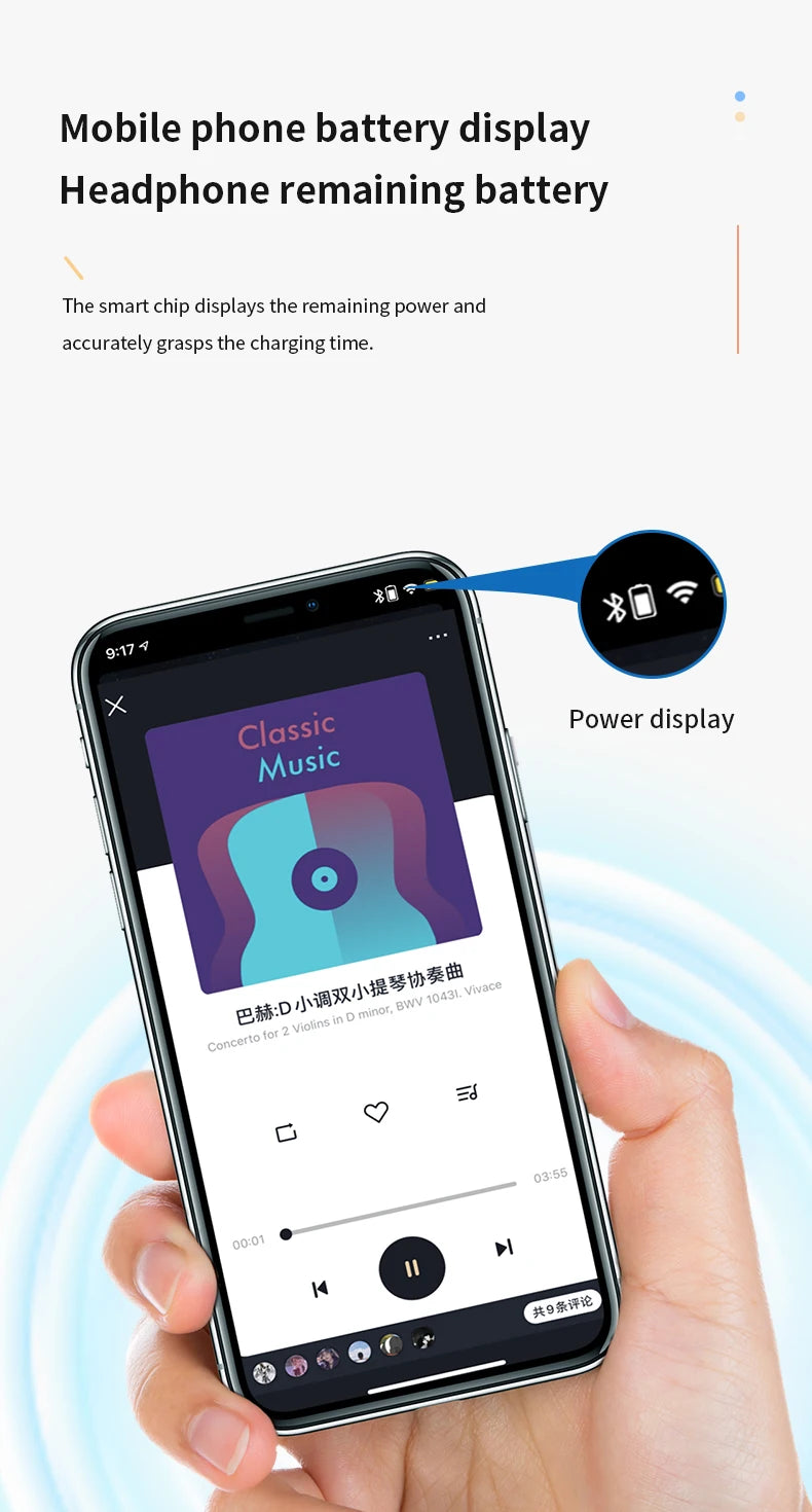Auriculares inalámbricos Bluetooth graves HIFI con micrófono HD, tipo gancho para la oreja, auriculares con cancelación de ruido, resistentes al agua, para juegos y deportes