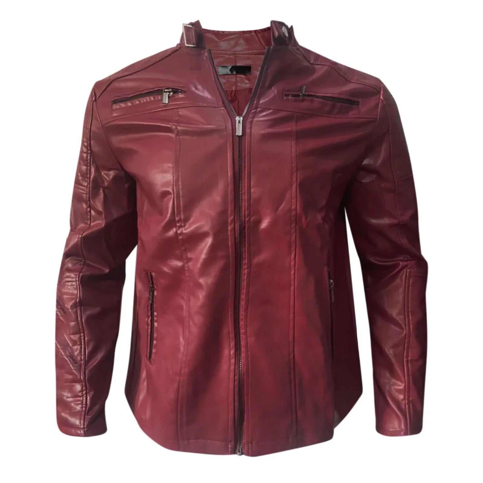 Chaqueta de cuero para hombre, de moda, para motocicleta, cortavientos, impermeable, de color sólido, con cremallera, casual, estilo hip hop, estilo universitario
