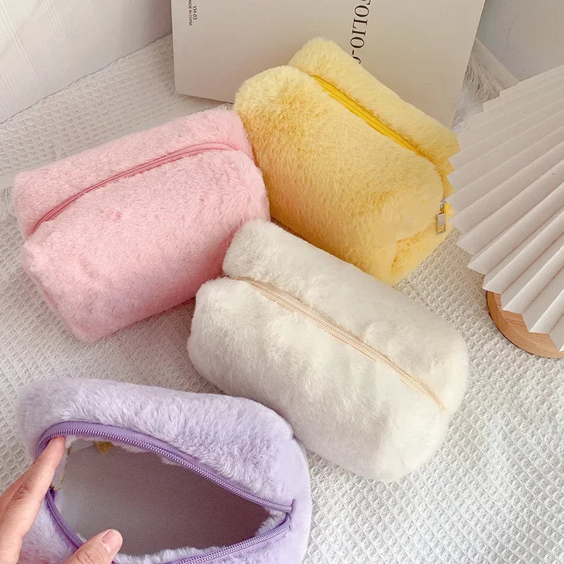 Bolsas de Maquillaje de Piel Sintética para Mujer, Estuche de Maquillaje de Viaje Suave, Organizador de Cosméticos, Estuche de Maquillaje para Señoritas, Niñas, Neceseres, 1 Unidad, Bolsos Sólidos