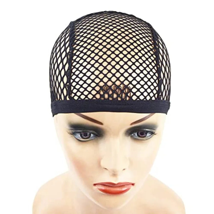 Wig Cap Stretchable Crochet Wig Cap with 4 Hair Clips Mesh Braided Wig Cap for Making Wig