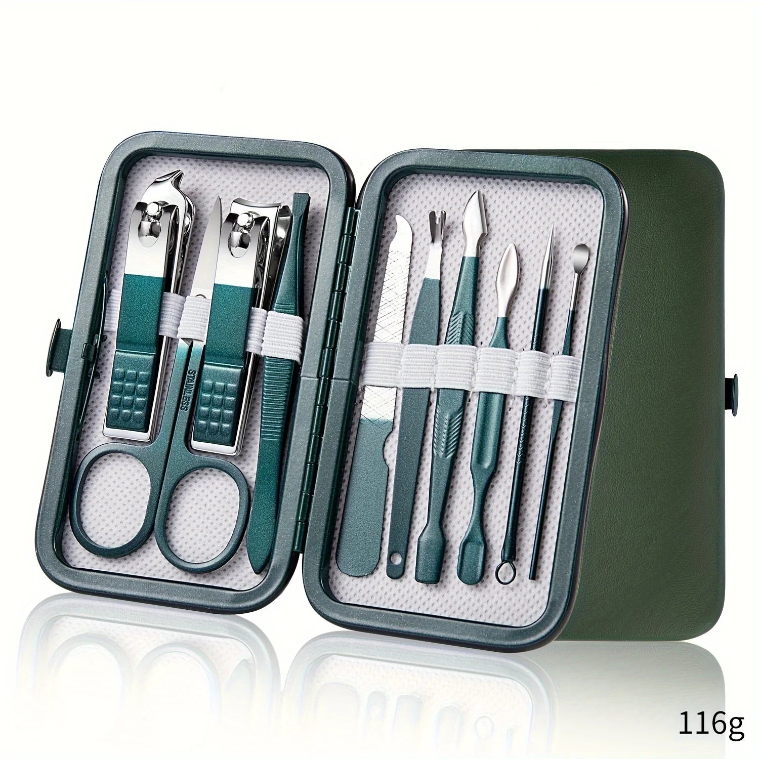 Kit profesional de 7/10/12/18 piezas para el cuidado de uñas, set de manicura y pedicura de acero inoxidable, set de cortauñas con estuche de viaje