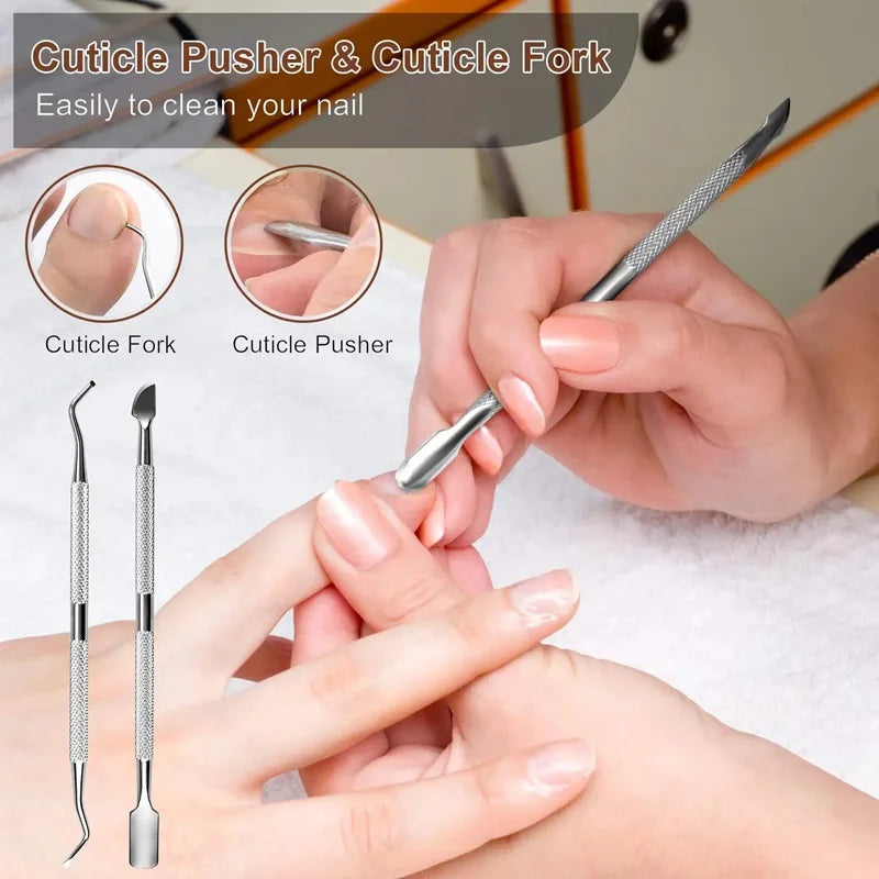 27 stk fotpleieverktøy pedikyr manikyr sett rustfritt stål peeling eksfolierende hard hud fjerner død hud fot skrubbebørste