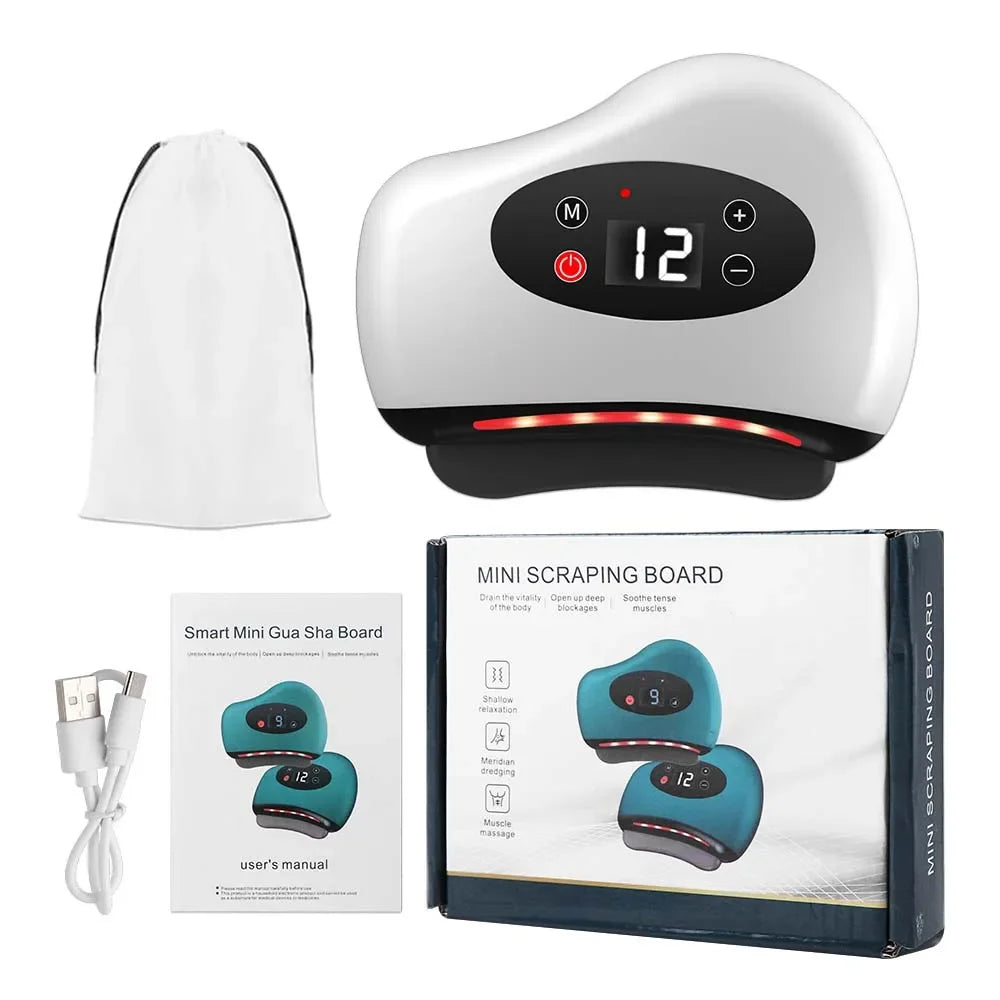 Masajeador Guasha Eléctrico Corporal Raspado Calentamiento Vibración Músculo Guasha Facial Cuello Ojos Cuchillo de Masaje Piedra Gua Sha Raspador Gouache