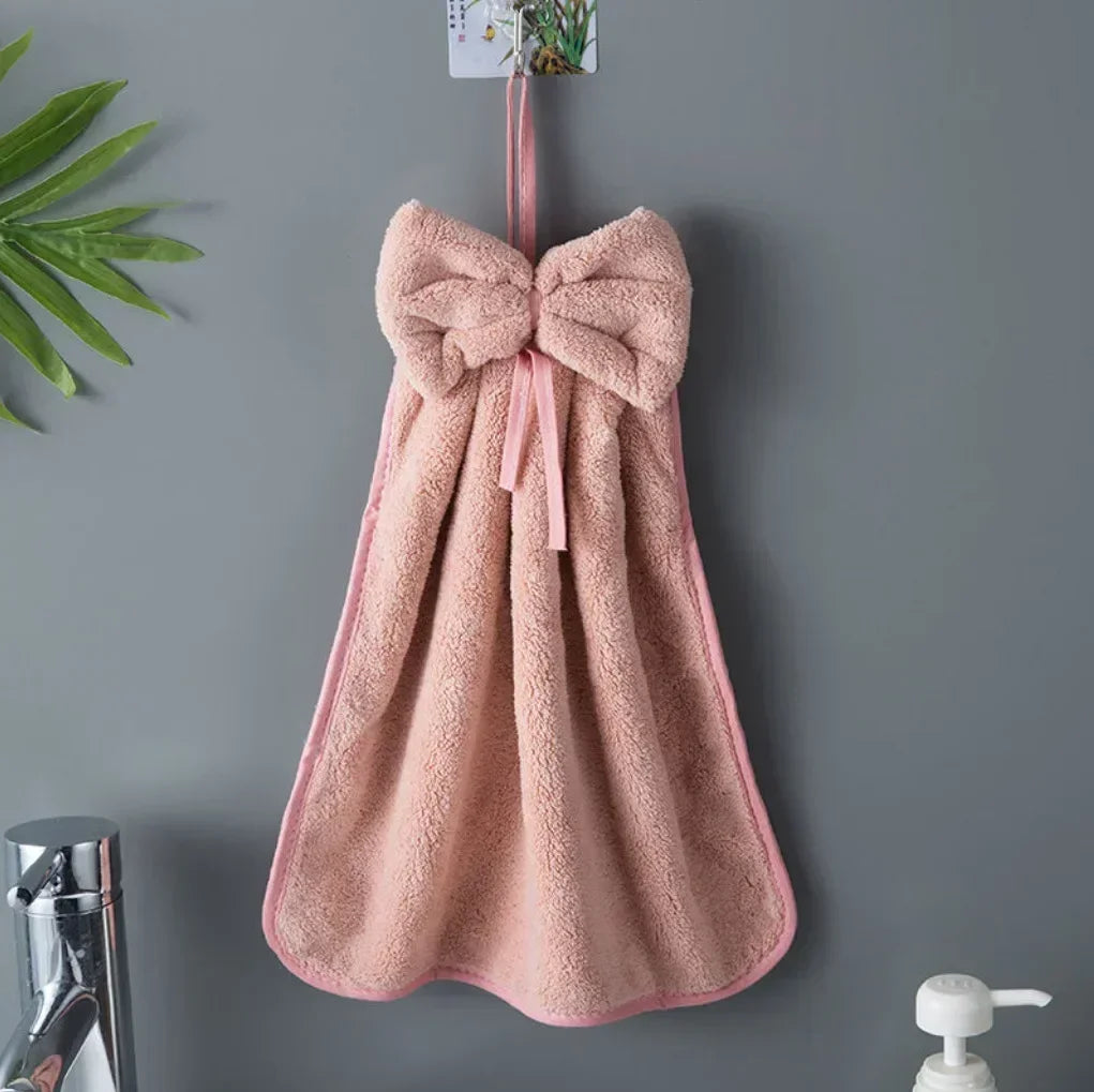 Toallas de mano con lazo para cocina, baño, de terciopelo coral, microfibra, suaves, de secado rápido, absorbentes, paños de limpieza, toalla de rizo para sauna en casa