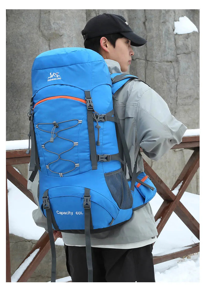 Mochila de senderismo, bolsa de camping, montañismo con funda impermeable para lluvia, mochila de día para hombres y mujeres, mochila de viaje al aire libre, pesca