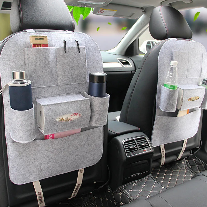 Car Back Seat Storage Bag Universal Hanging Bag for Paper Towel Phone Storage Felt Bag Trash Can Organizer Car Travel Organizer