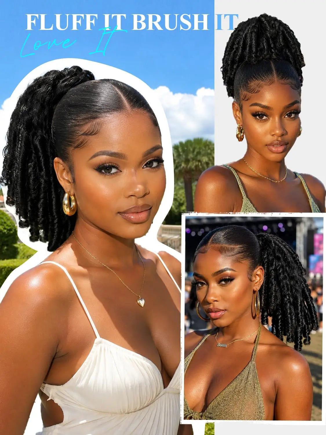 Ponytail Extension Afro Kinky Curly 12-18 Inch Drawstring Ponytail Extension with Unique Bouncy Curls End Pony Tail Synthetic