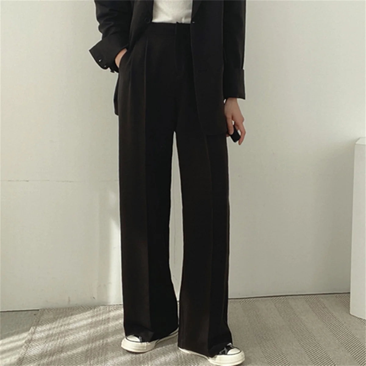 Conjunto Elegante de Blazer y Pantalones de Pierna Ancha para Mujer