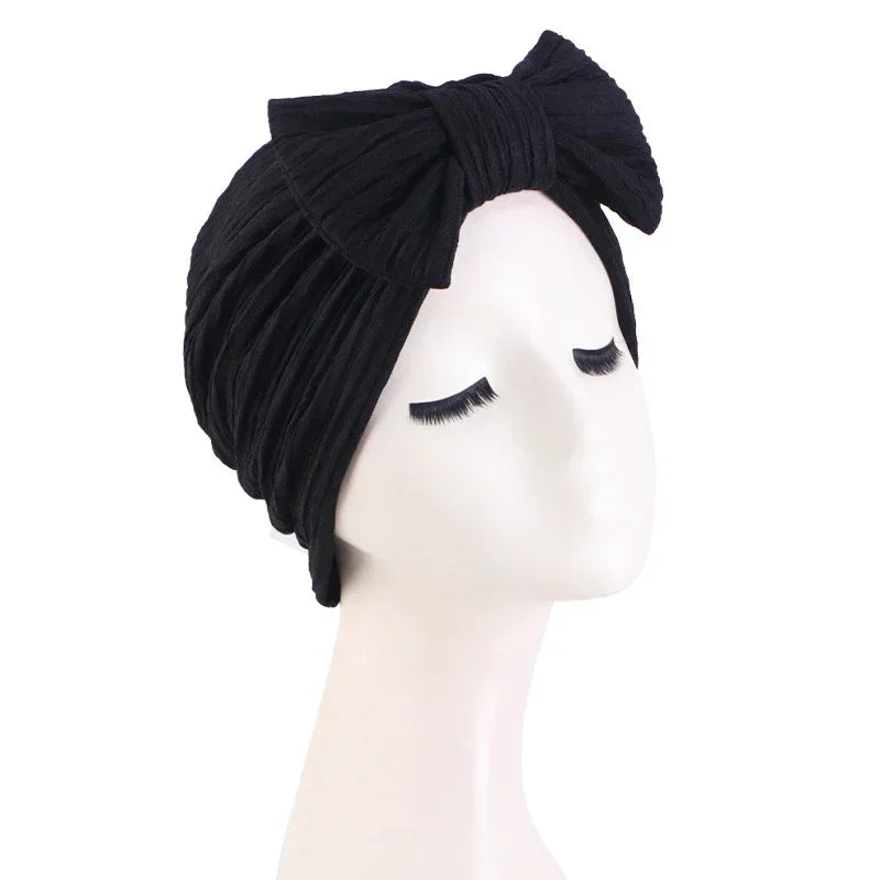 Sombrero turbante indio nuevo con nudo y lazo para mujer, hijab musulmán, pañuelo africano para la cabeza, gorro, gorro para pérdida de cabello, gorro de quimioterapia, pañuelos para la cabeza