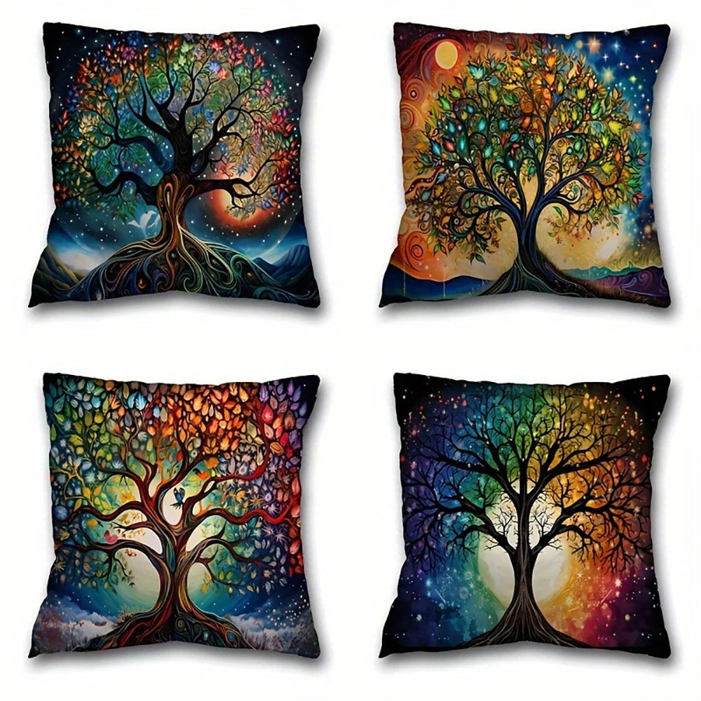 Colorful Tree Pattern Pillow CoverSuitable for sofa car bedroom decorative cushion cover pillow cover