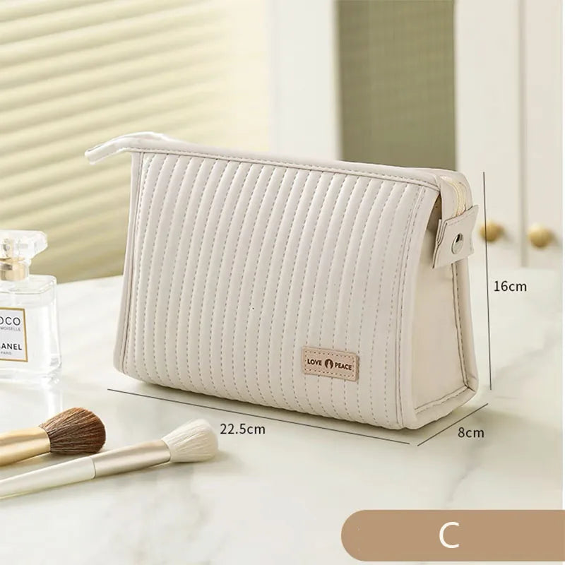 Bolsa de maquillaje de gran capacidad, estuches de cosméticos para mujer, organizador de maquillaje, neceser de belleza portátil, artículos de viaje esenciales, neceser de aseo.