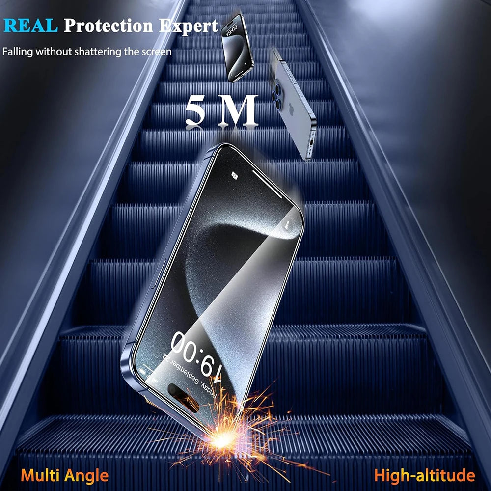 Lot de 4 films de protection d'écran en verre trempé pour iPhone 16, 15, 14, 13, 12, 11 Pro Max, pour iPhone 7, 8 Plus, X, XS Max, XR