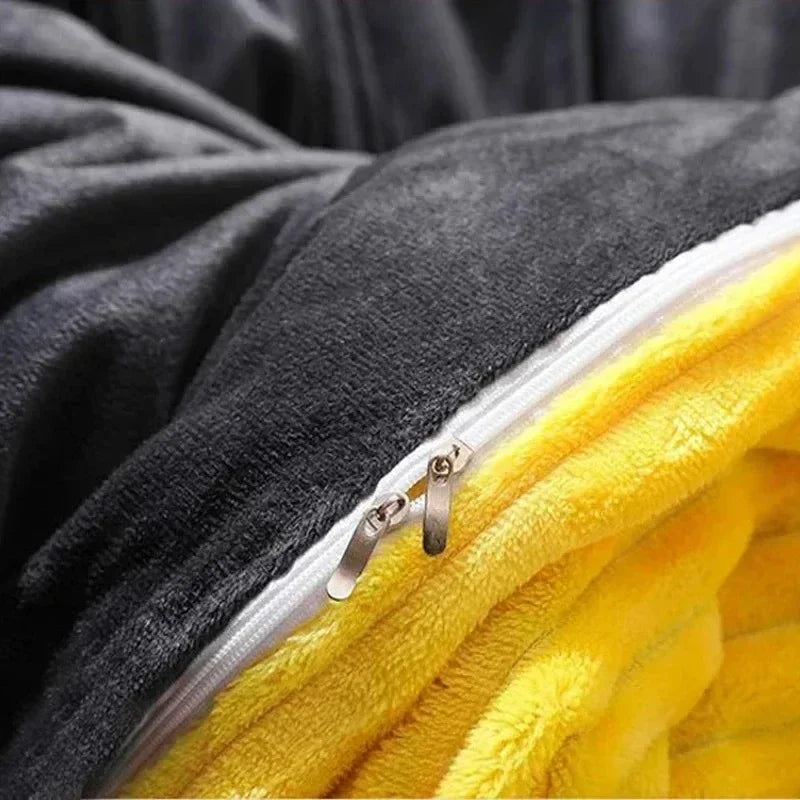 Ultra-mykt fløyelsdynetrekk Varmt tykt sengeteppetrekk Dobbeltseng Luksussengetøy Ensfarget fløyelsdynetrekk 겨울용 따뜻한 이불 커버