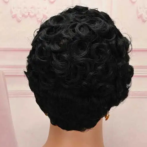 Peluca Pixie Negra con Ondas Marcadas