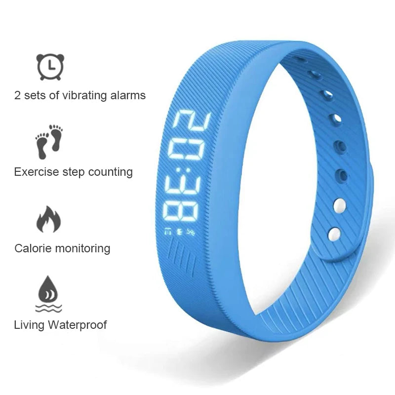 Reloj inteligente Pulsera deportiva Pulsera inteligente con despertador vibrador Pulsera podómetro para estudiantes hombres y mujeres