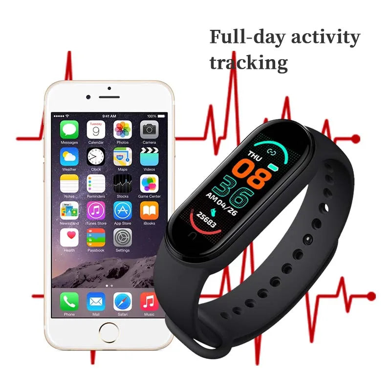 M6 Smart Watch Men's Women's Multi-function Watches Fitness Bracelet Tracker Heart Rate Monitor Waterproof Sport Smartwatch Band