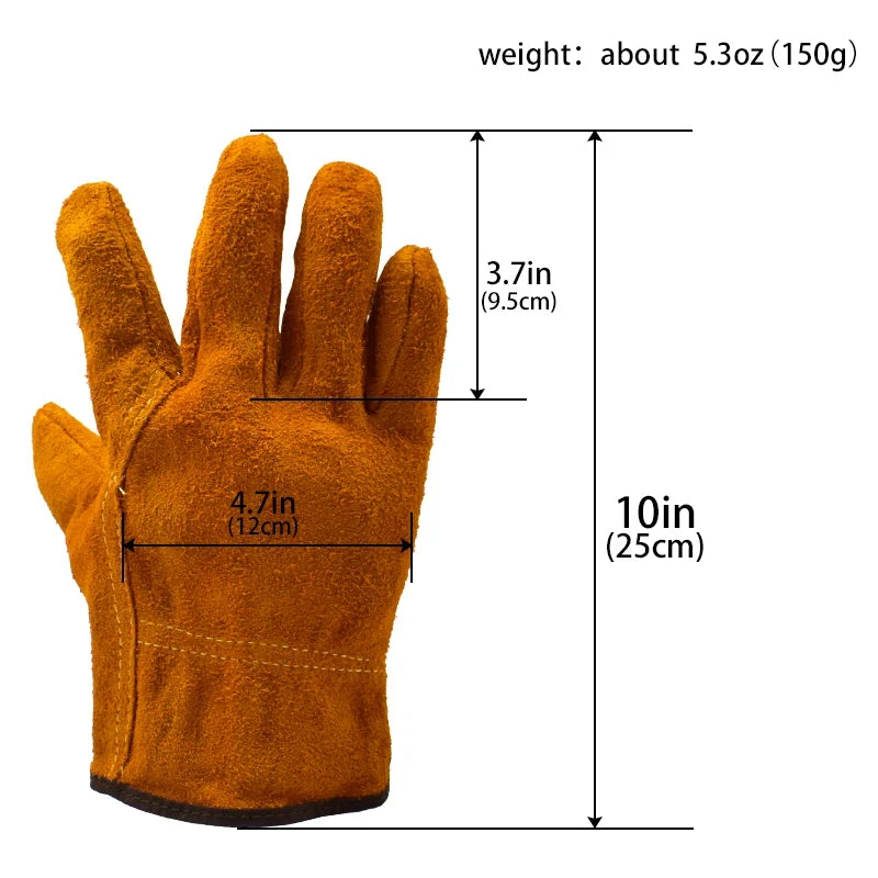 1 Pair Men Work Gloves Soft Cowhide Driver Hunting Driving Farm Garden Welding Security Protection Safety Mechanic Glove