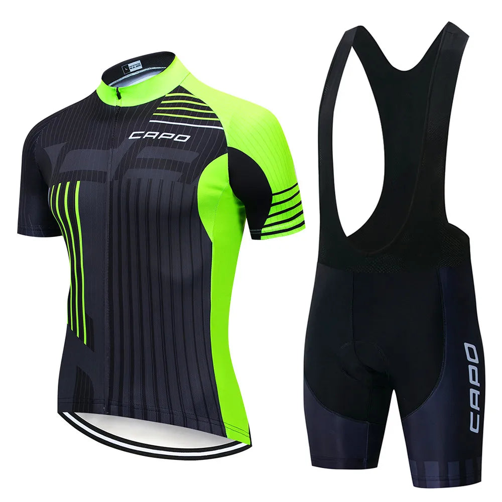 Ropa de Ciclismo Hombre Verano 2025 CAPO Ropa de Hombre Maillot de Ciclismo Bicicleta MTB Deporte Camiseta Profesional Culotte con Tirantes Traje