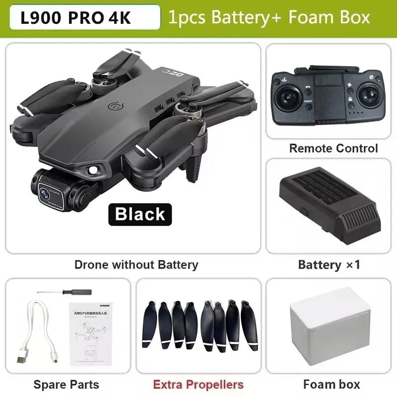 Dron L900 Pro GPS 4K Profesional HD Doble Cámara 5G Wifi Fotografía Plegable Sin Escobillas Quadcopter RC Distancia 1.2KM Drones Juguete